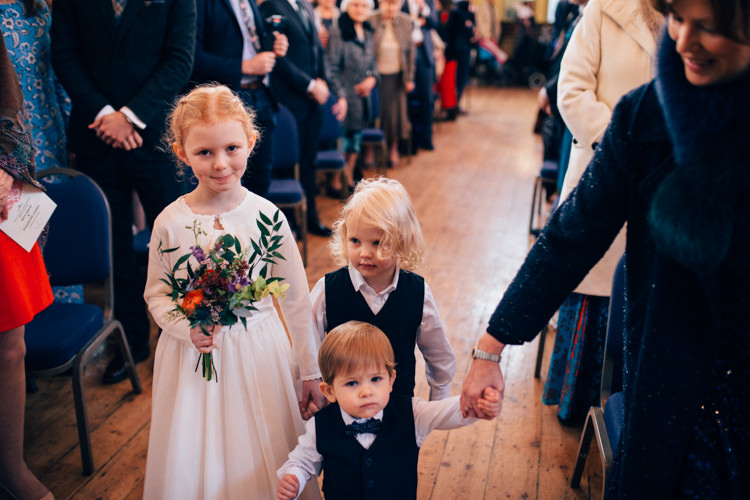 Flower Girl Page Boys Multicoloured Bouquet Colourful Round Chapel London Wedding Nikki van der Molen Photography