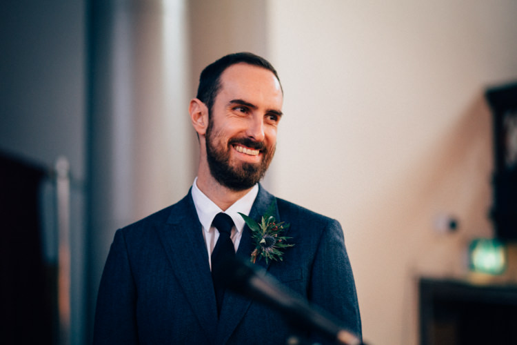 Blue Tweed Groom Reiss Round Chapel London Wedding Nikki van der Molen Photography