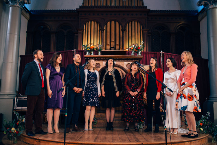 Ceremony Choir Bride Round Chapel London Wedding Nikki van der Molen Photography