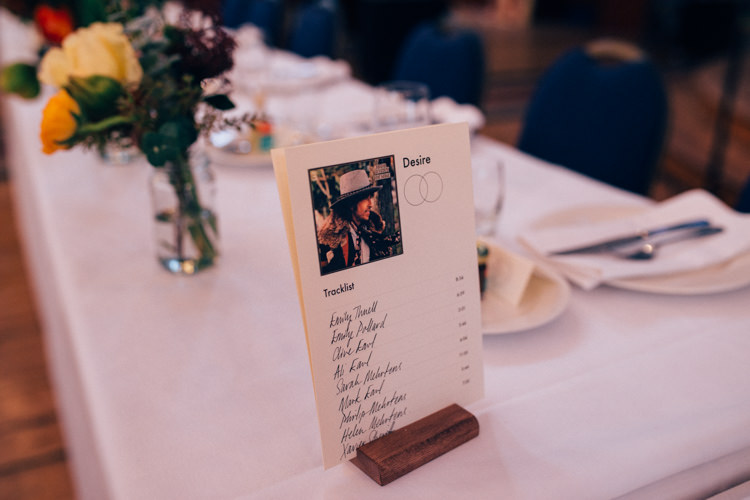 Table Name Plan Seating Track Listing Record Round Chapel London Wedding Nikki van der Molen Photography