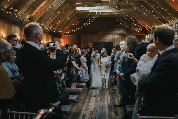 Ceremony Fairy Lights Bride Bridal Bouquet Ribbons The Byre at Inchyra Wedding Jen Owens Images
