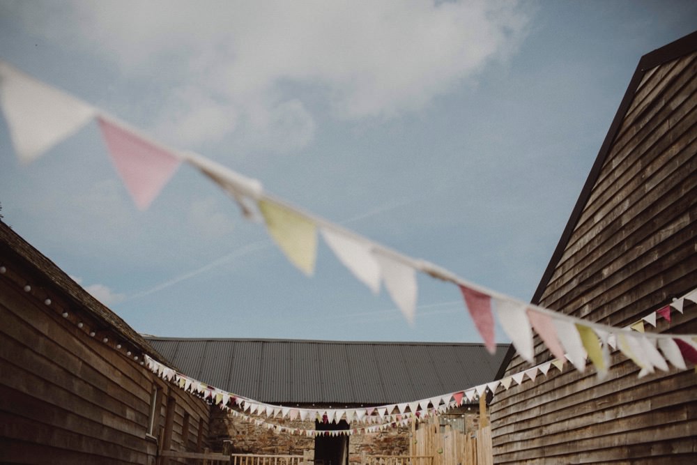 Bunting The Green Cornwall Wedding Ben Selway Photography