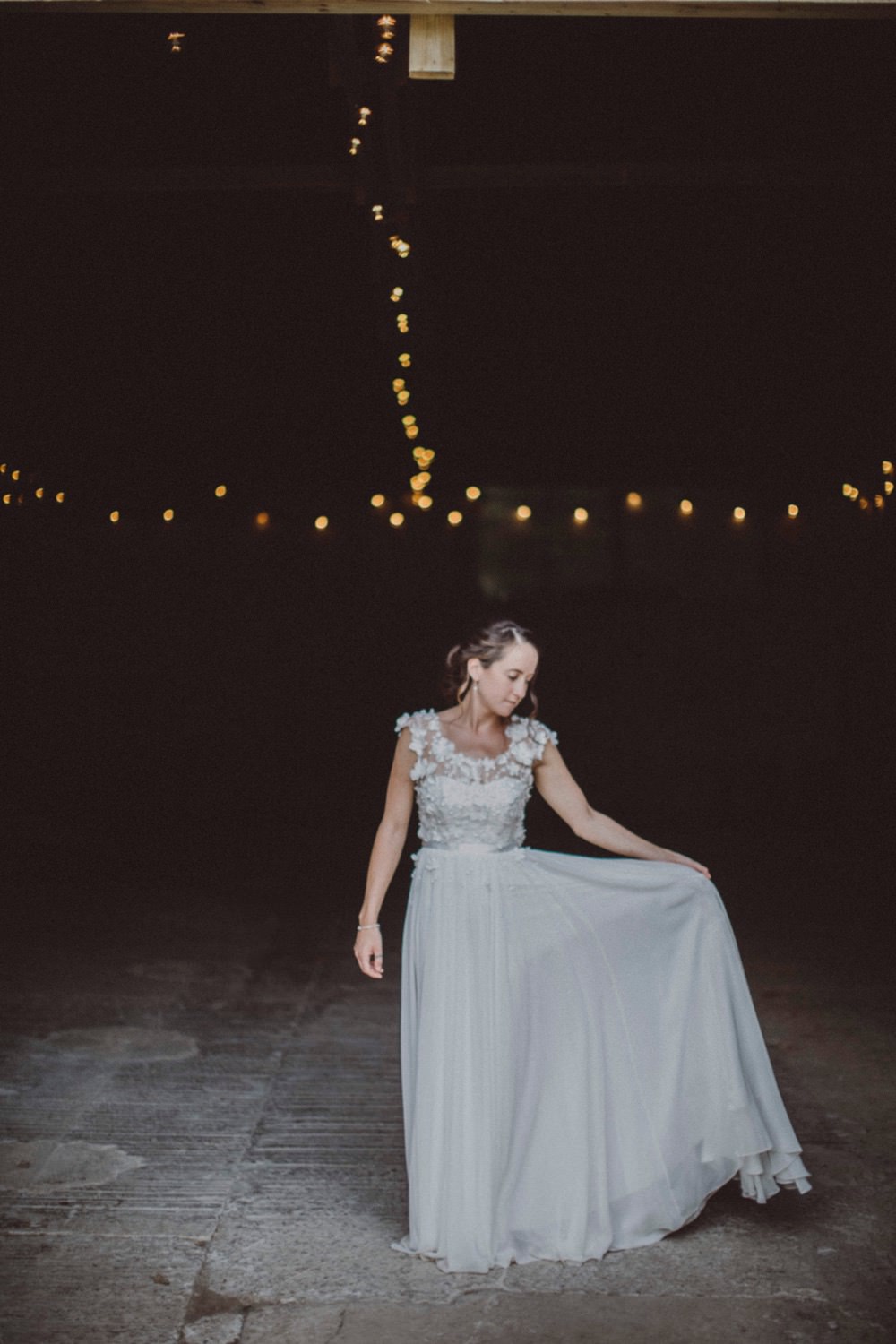 Floral Flower Top Tulle Skirt Dress Gown Bride Bridal The Green Cornwall Wedding Ben Selway Photography