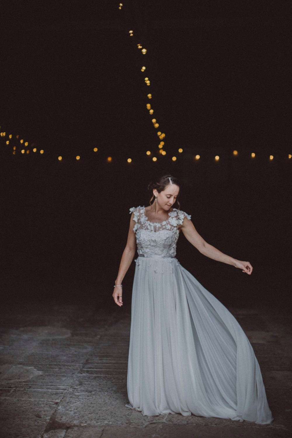 Floral Flower Top Tulle Skirt Dress Gown Bride Bridal The Green Cornwall Wedding Ben Selway Photography