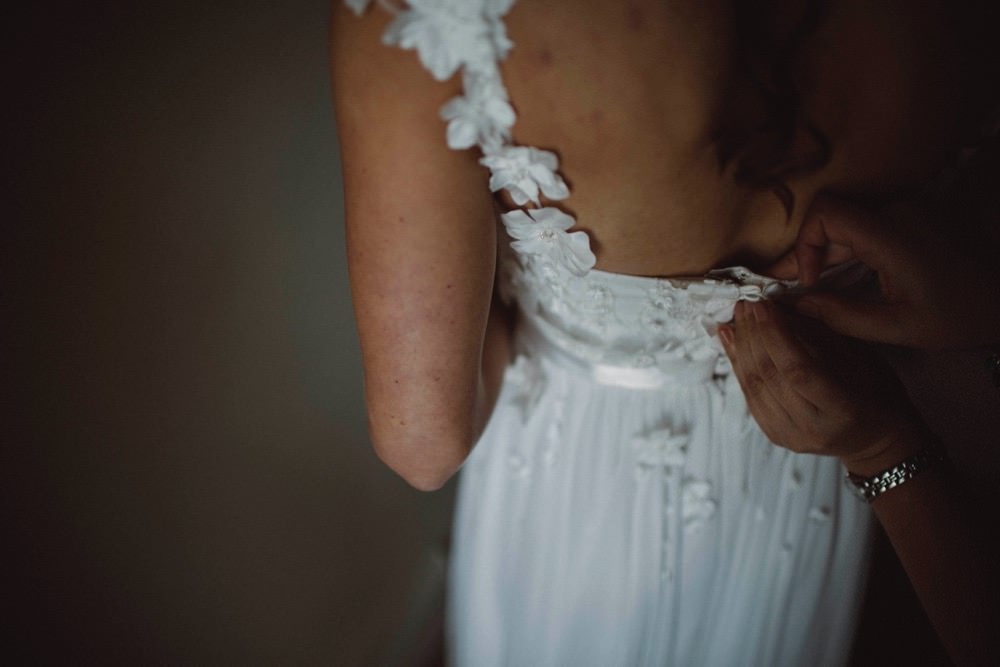 Floral Flower Top Tulle Skirt Dress Gown Bride Bridal The Green Cornwall Wedding Ben Selway Photography