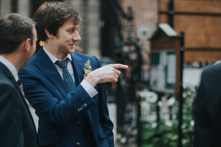 Blue Suit Groom Pin Spot Tie The Workstation Cinema Colourful Wedding Bloom Weddings