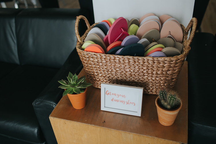 Dancing Shoes Flip Flops Basket Succulent Cactus The Workstation Cinema Colourful Wedding Bloom Weddings