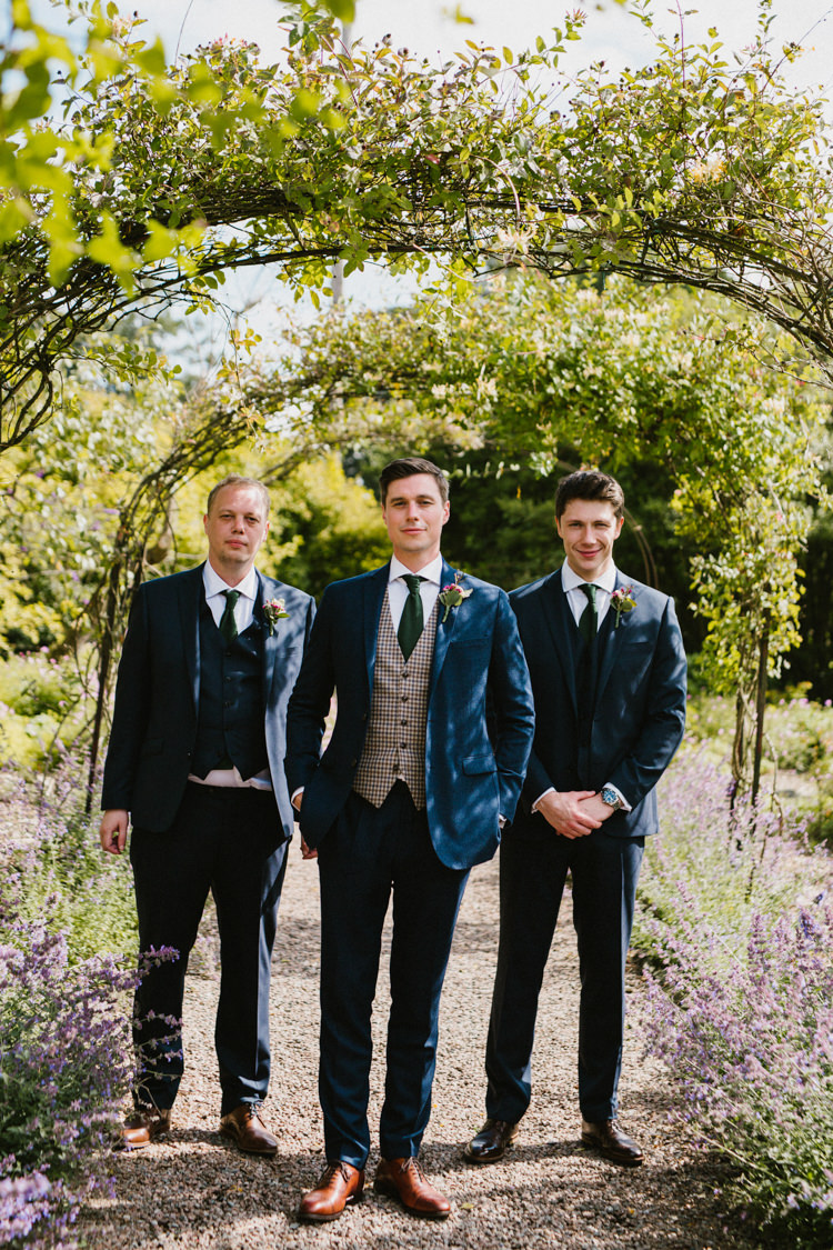 Groom Groomsmen Suits Blue Green Ties Larchfield Estate Wedding Honey and the Moon Photography