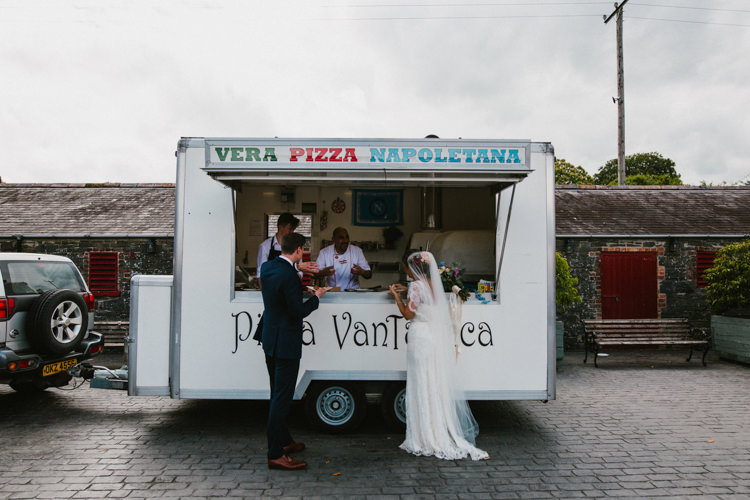 Pizza Van Food Truck Larchfield Estate Wedding Honey and the Moon Photography