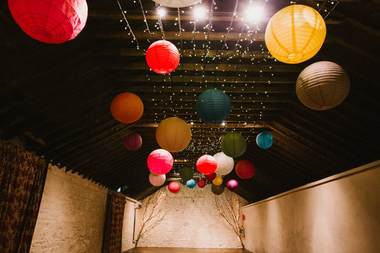 Lanterns Fairy Lights Decor Barn Larchfield Estate Wedding Honey and the Moon Photography
