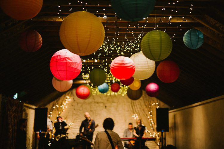 Lanterns Fairy Lights Decor Barn Larchfield Estate Wedding Honey and the Moon Photography