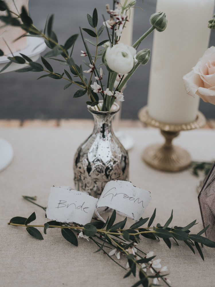 Bouquet Flowers Blush Pink Greenery Ranunculus Olive Alternative Edgy Naked Tipi Backdrop Wedding Ideas http://www.ivoryfayre.com/