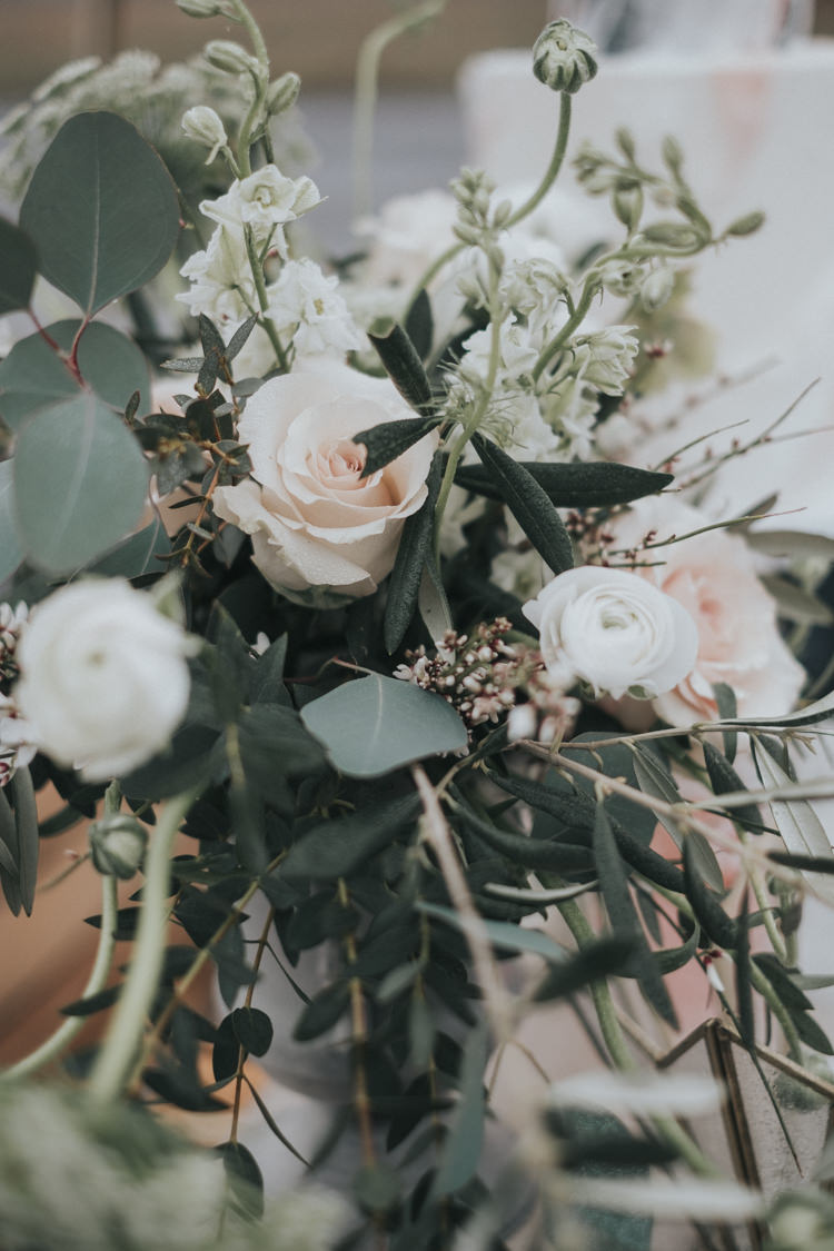 Flowers Blush Pink Greenery Foxgloves Larkspur Ammi Rose Ranunculus Hellebores Olive Eucalyptus Alternative Edgy Naked Tipi Backdrop Wedding Ideas http://www.ivoryfayre.com/