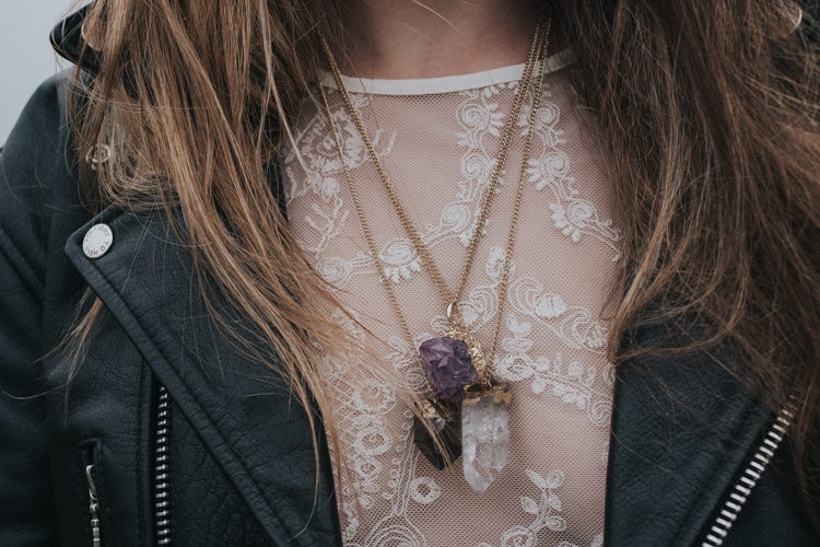 Crystal Necklace Bride Bridal Alternative Edgy Naked Tipi Backdrop Wedding Ideas http://www.ivoryfayre.com/