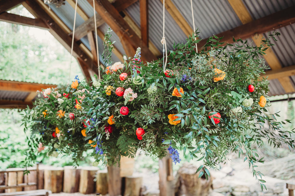 Suspended Hanging Flower Installation Greenery Foliage Colourful Arnos Vale Weddings Ideas When Charlie Met Hannah Photography