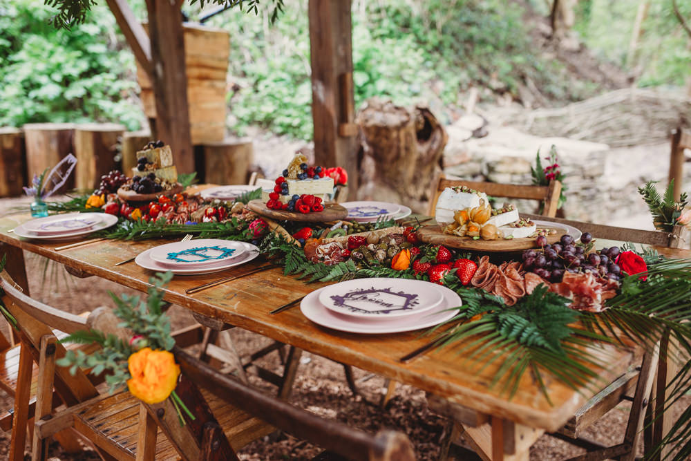 Table Flowers Garland Swag Runner Greenery Palm Leaves Tropical Colourful Arnos Vale Weddings Ideas When Charlie Met Hannah Photography