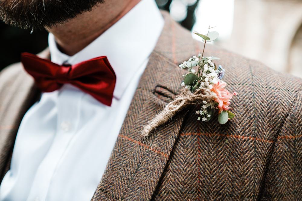 Groom Buttonhole Boutonnière Twine Gypsophila Cantley House Hotel Wedding Ross Hurley Photography