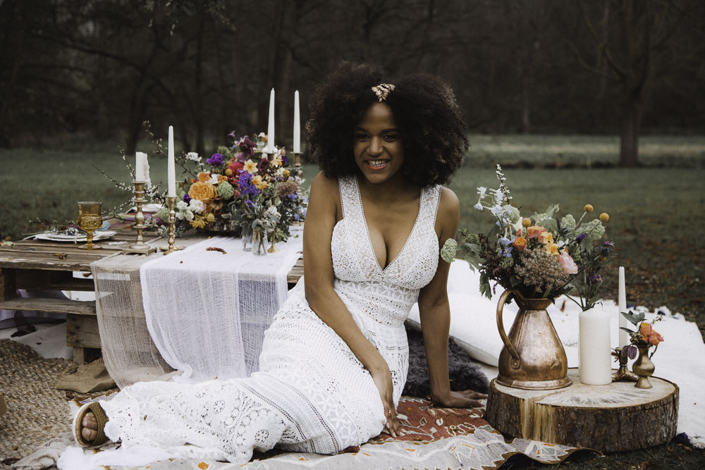 Bride Bridal Crochet Dress Gown Colourful Boho Festival Wedding Ideas Ella Violet Photography
