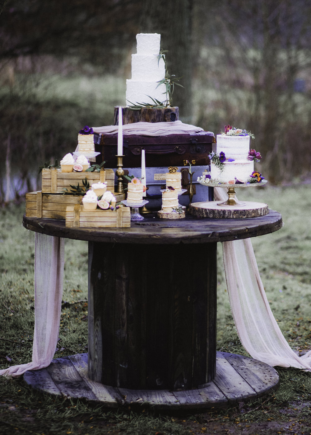 Wooden Rustic Cake Table Desserts Colourful Boho Festival Wedding Ideas Ella Violet Photography