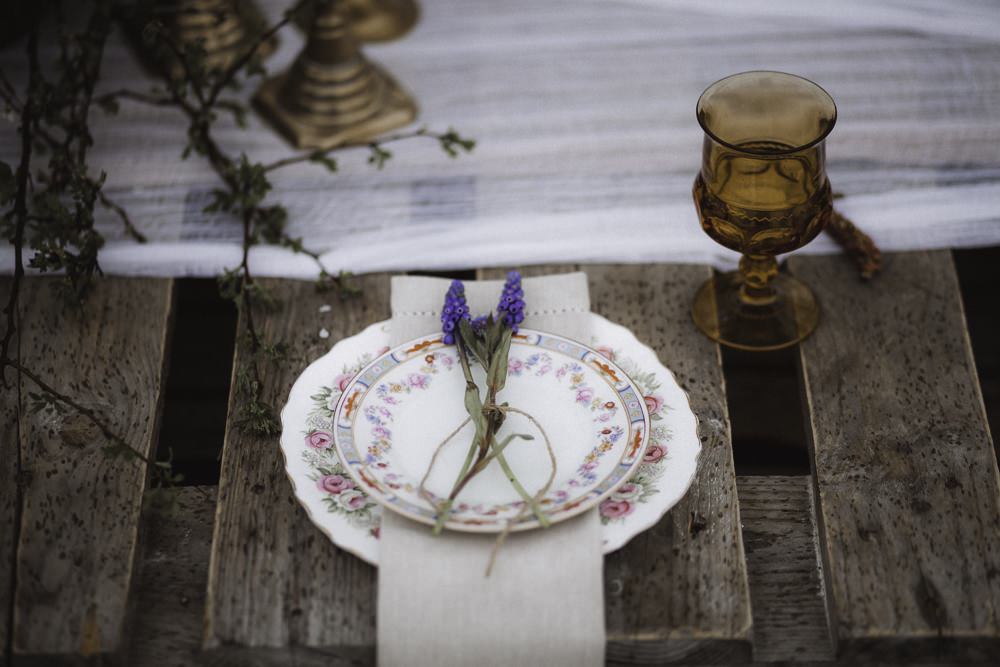 Vintage China Place Setting Colourful Boho Festival Wedding Ideas Ella Violet Photography