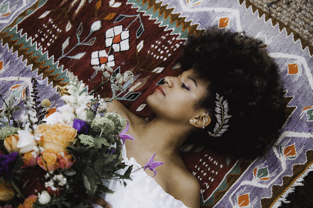 Make Up Hair Bride Bridal Style Beauty Leaf Accessory Colourful Boho Festival Wedding Ideas Ella Violet Photography