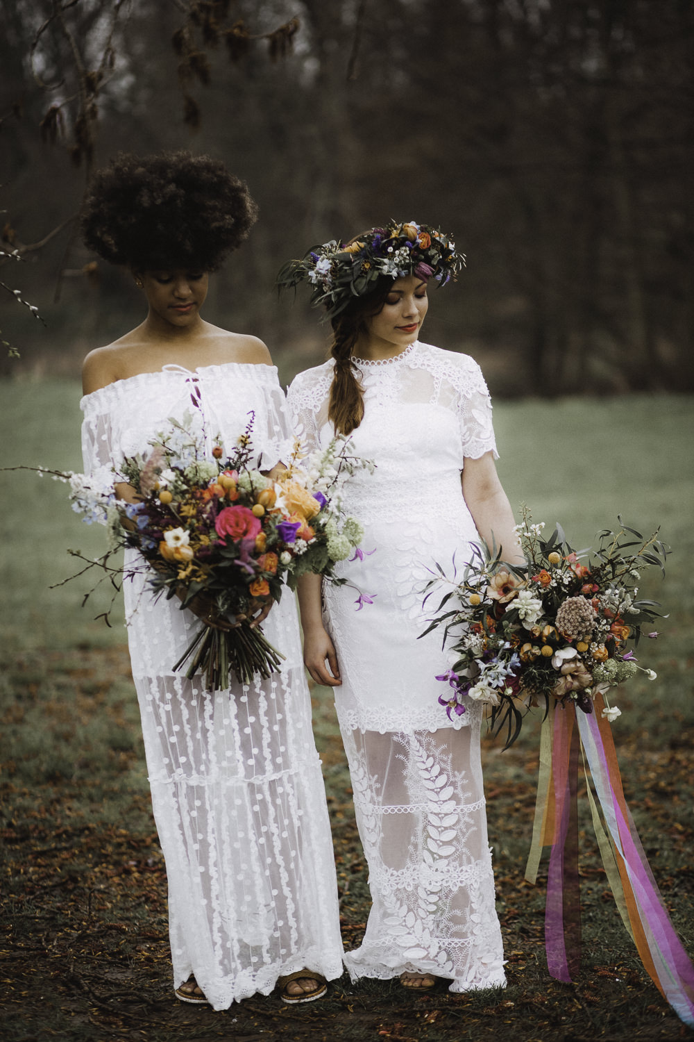 Bouquet Flowers Bride Bridal Rose Craspedia Thistle Hellebore Astilbe Colourful Boho Festival Wedding Ideas Ella Violet Photography