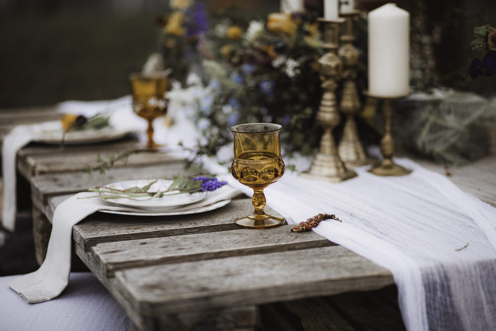Wooden Pallet Table Rugs Flowers Decor Tablescape Candles Colourful Boho Festival Wedding Ideas Ella Violet Photography