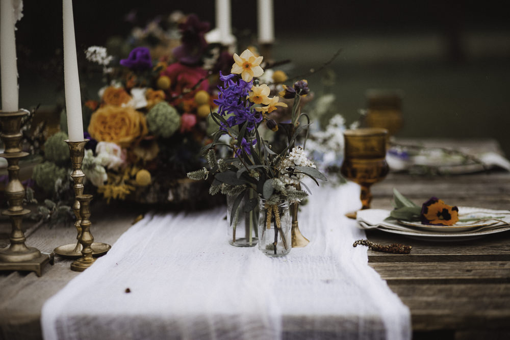 Jar Flowers Colourful Boho Festival Wedding Ideas Ella Violet Photography