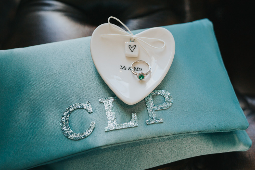 Ring Dish Heart Emerald Engagement Band Colourful Bright Summer Pub Wedding Charlotte Razzell Photography