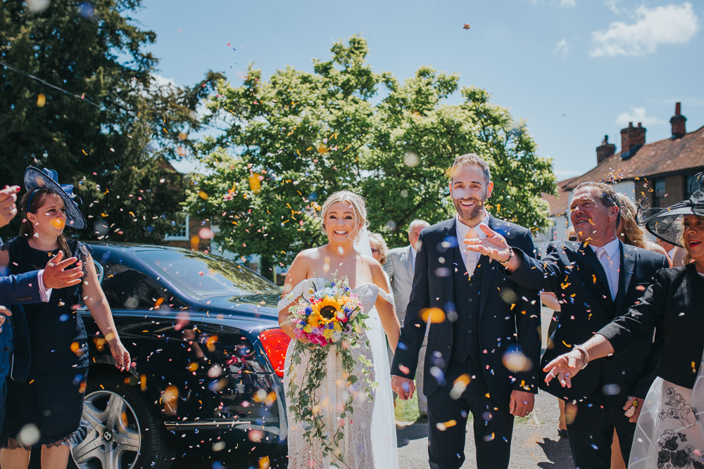 Confetti Throw Colourful Bright Summer Pub Wedding Charlotte Razzell Photography