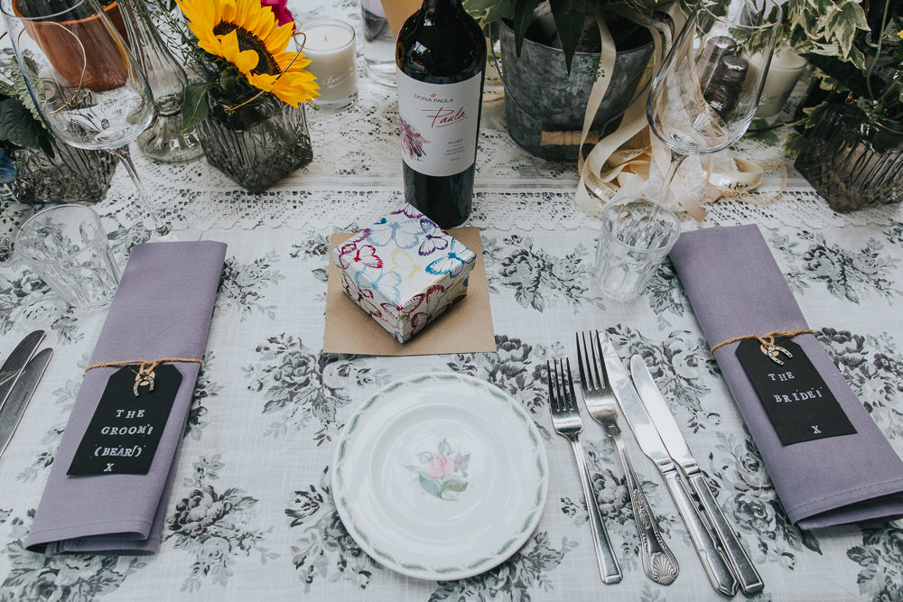 Floral Print Table Cloth Decor Colourful Bright Summer Pub Wedding Charlotte Razzell Photography
