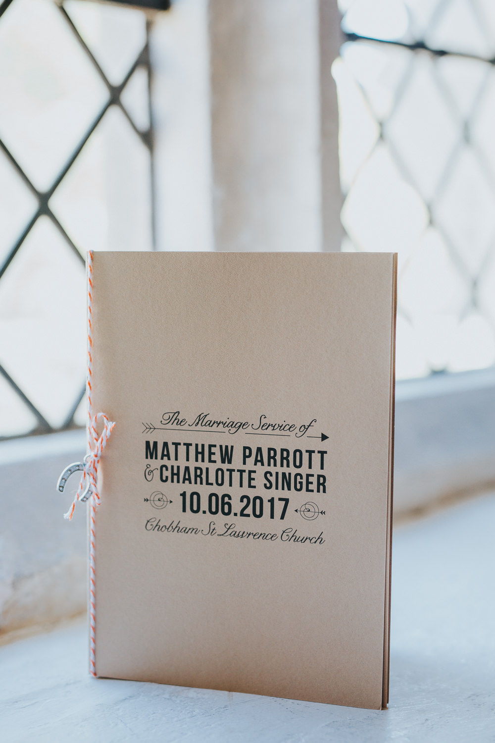 Stationery Order Service Kraft Brown Paper Twine Booklet Colourful Bright Summer Pub Wedding Charlotte Razzell Photography