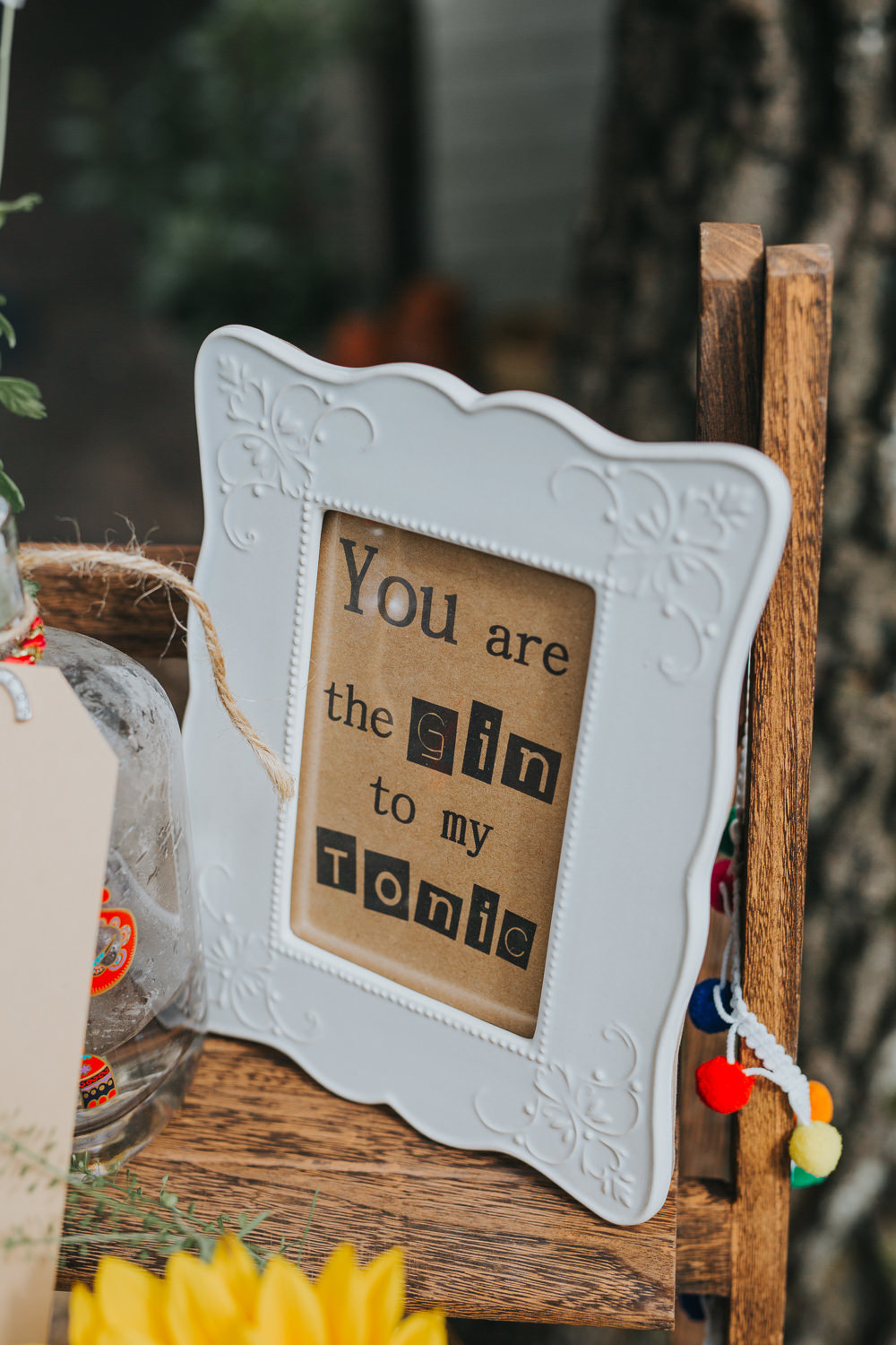 Gin Sign Quote Colourful Bright Summer Pub Wedding Charlotte Razzell Photography