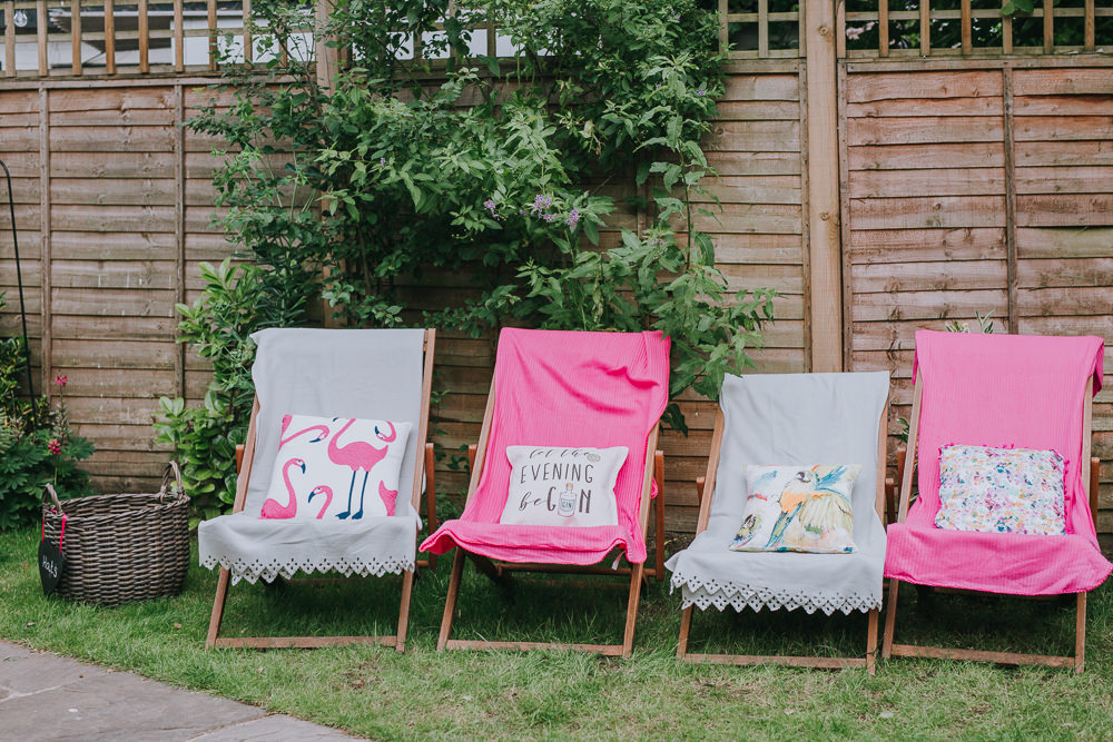 Deck Chair Seating Colourful Bright Summer Pub Wedding Charlotte Razzell Photography