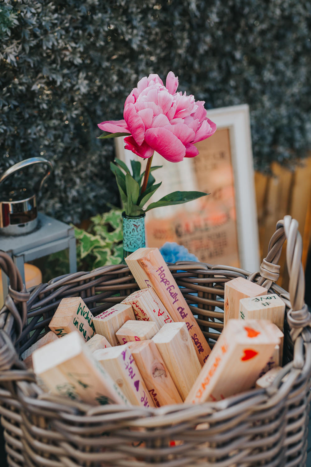 Jenga Guest Book Colourful Bright Summer Pub Wedding Charlotte Razzell Photography