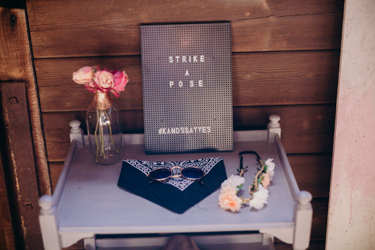Photo Booth Peg Board Sign Creative Hertfordshire Barn Boho DIY Wedding Beard and Mane Photography