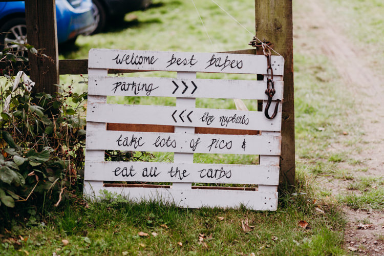 Rustic Wooden Sign Welcome Calligraphy Pallet Creative Hertfordshire Barn Boho DIY Wedding Beard and Mane Photography