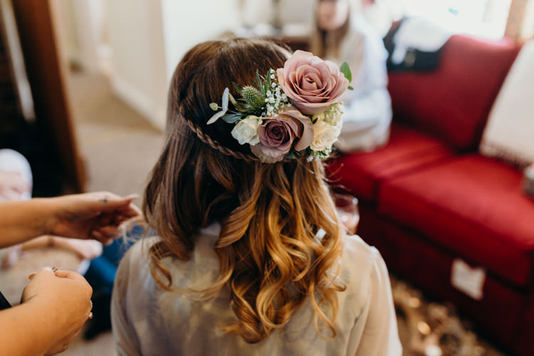 Hair Bride Bridal Plait Flowers Creative Hertfordshire Barn Boho DIY Wedding Beard and Mane Photography