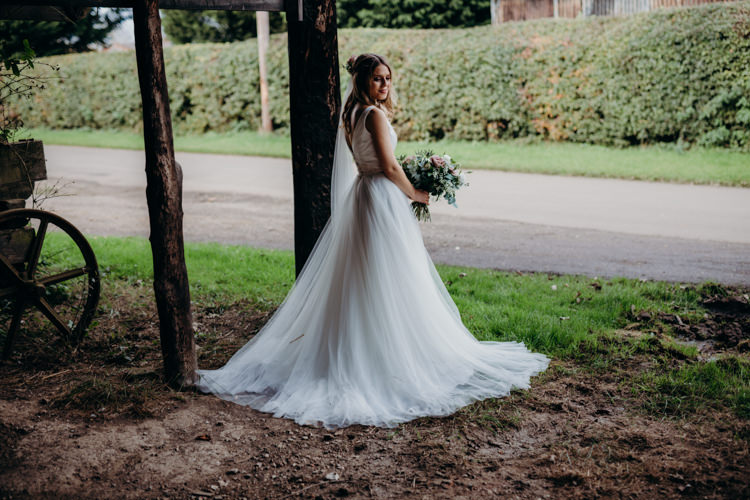 Bride Bridal Dress Gown Seperates Skirt Top Creative Hertfordshire Barn Boho DIY Wedding Beard and Mane Photography