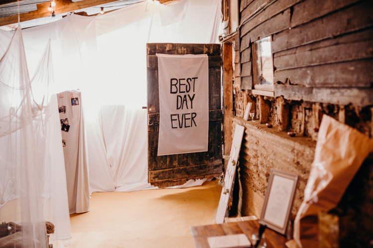Best Day Ever Fabric Banner Creative Hertfordshire Barn Boho DIY Wedding Beard and Mane Photography