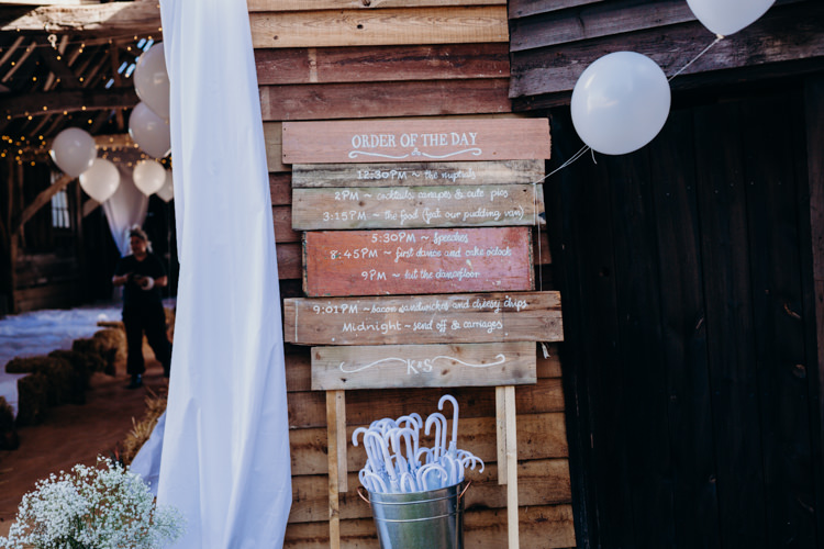 Rustic Wooden Sign Welcome Calligraphy Balloons Creative Hertfordshire Barn Boho DIY Wedding Beard and Mane Photography