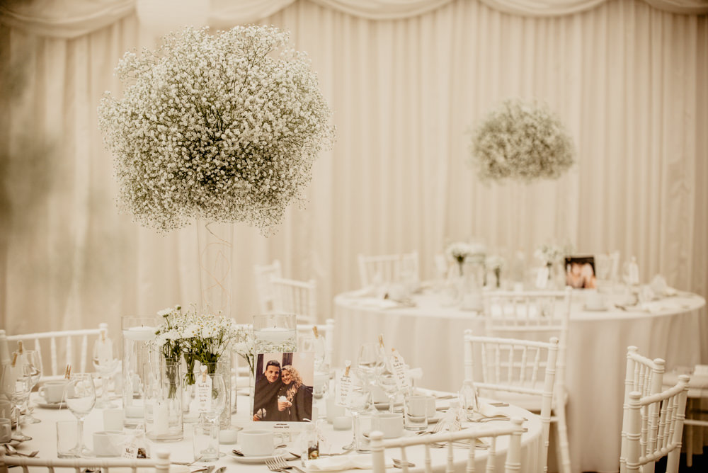 Gypsophila Flowers Tall Arrangements Centrepieces White Crow Hill Wedding Tim Simpson Photography