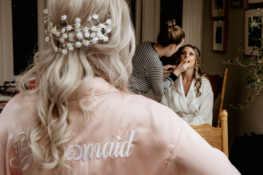 Bridesmaid Hair Flowers Accessory Robe Crow Hill Wedding Tim Simpson Photography
