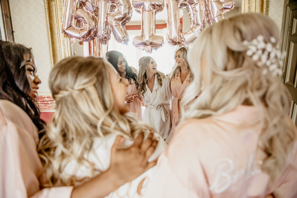 Bride Bridal Bridesmaids Prep Gowns Dressing Robes Balloons Crow Hill Wedding Tim Simpson Photography