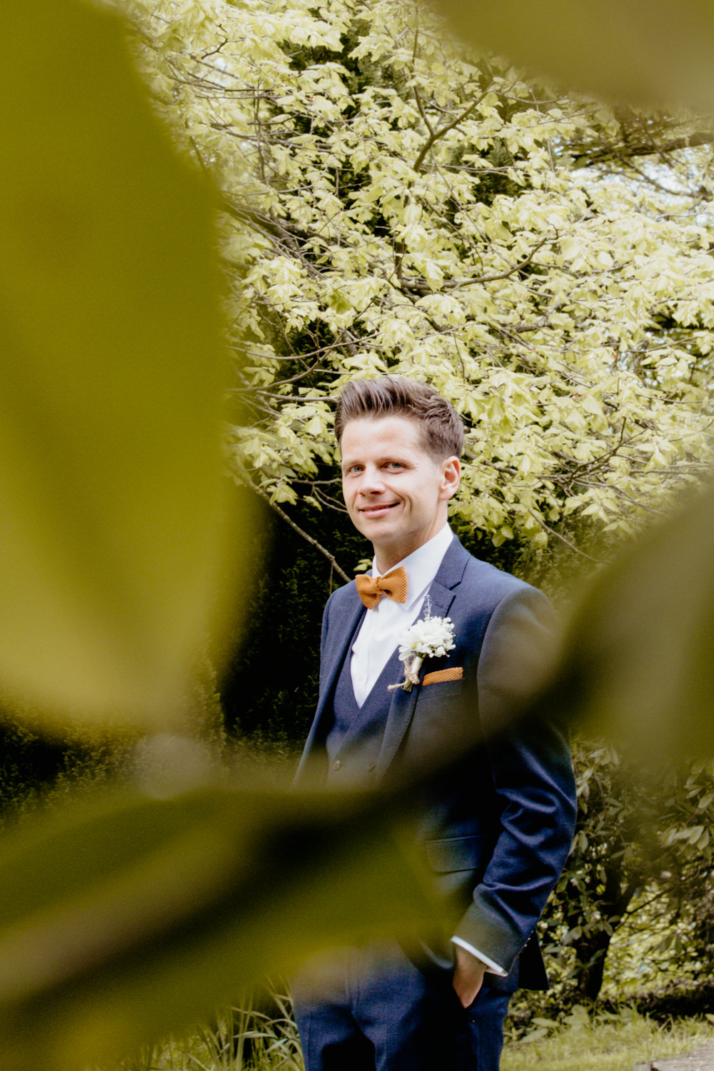 Groom Suit Mustard Bow Tie Blue Crow Hill Wedding Tim Simpson Photography