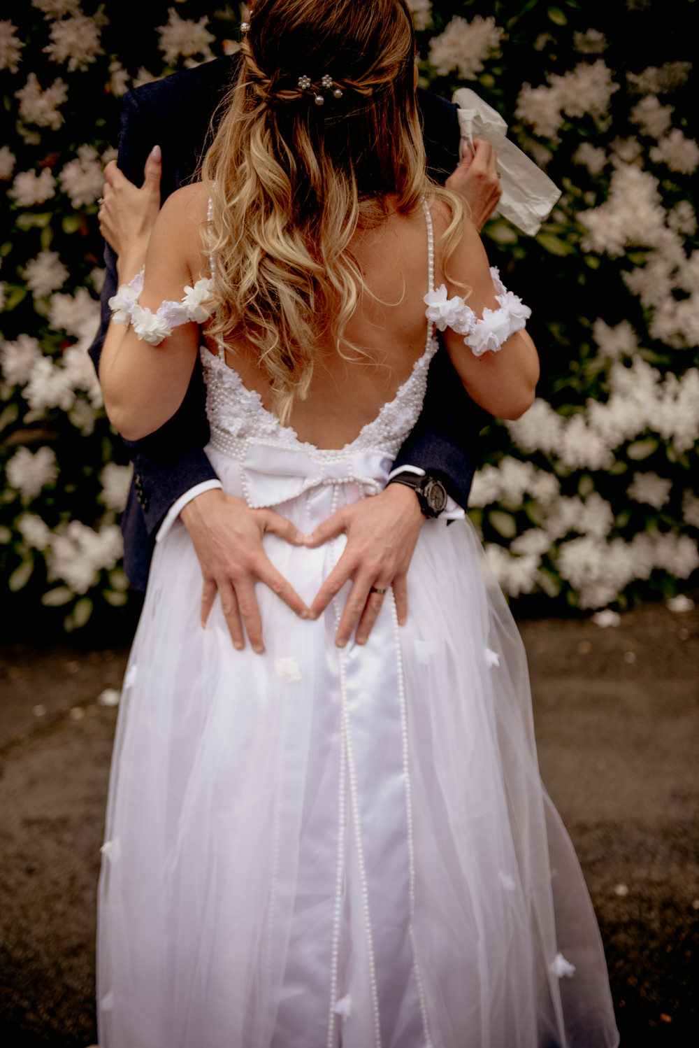 Dress Gown Bride Bridal Tulle Flowers Bow Low Back Crow Hill Wedding Tim Simpson Photography