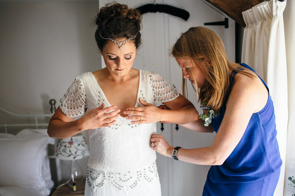 Eliza Jane Howell Beaded Sequin Dress Gown Sleeves Bride Bridal Devon Garden Wedding Tipi Freckle Photography