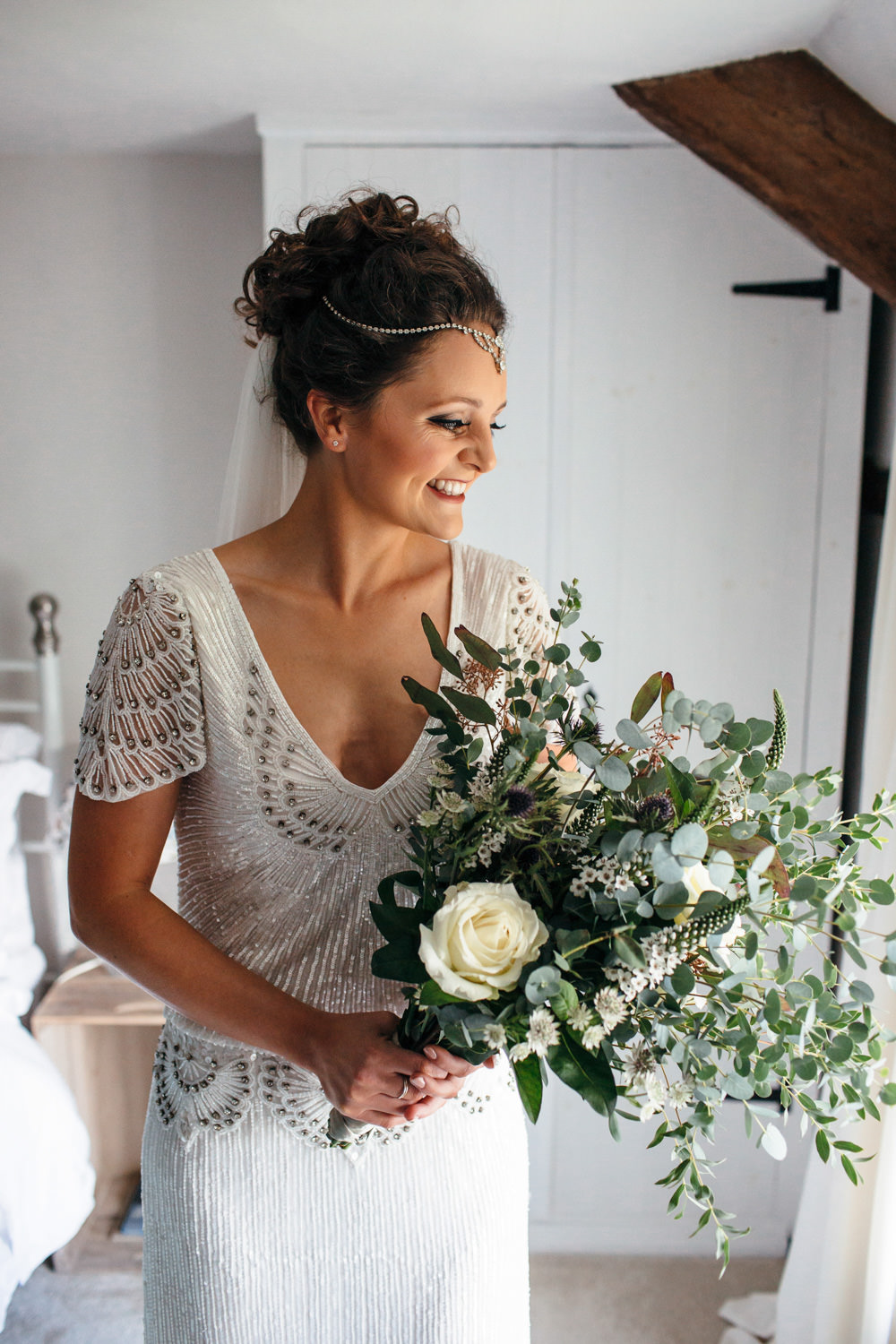 Eliza Jane Howell Beaded Sequin Dress Gown Sleeves Bride Bridal Devon Garden Wedding Tipi Freckle Photography