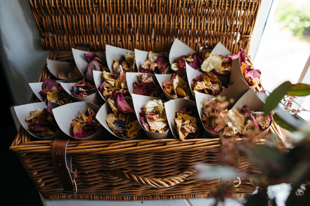 Confetti Cone Basket Devon Garden Wedding Tipi Freckle Photography
