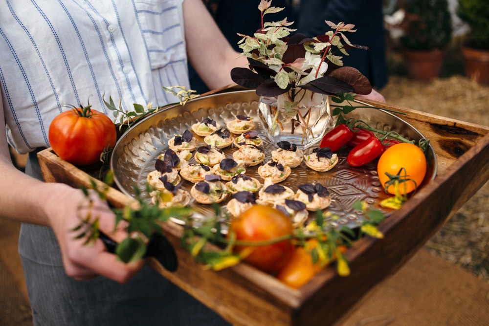 Canapes Devon Garden Wedding Tipi Freckle Photography